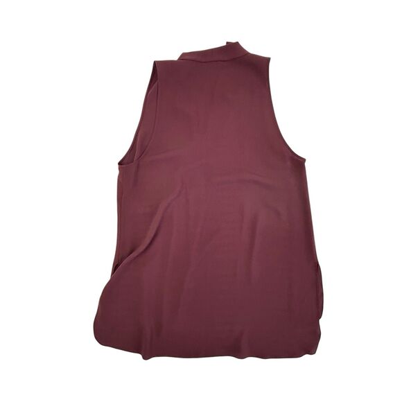 Aritzia Wilfred Nuit Blouse Women Medium Burgundy Plum Sleeveless Top Crepe - Picture 4 of 8